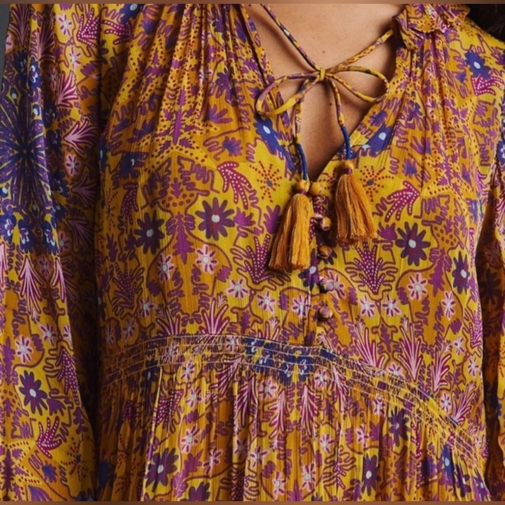 Anthropologie The Marais Printed Chiffon Maxi Dress Size M - Picture 3 of 16